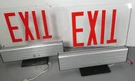 Pair Lithonia Commercial Aluminum Edge-lit Exit Sign 2 Faces Red Lucite Led. Fixed Price $120.00.