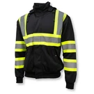 Black High Visibility Road Work Reflective Fleece Zipup Sweatshirt Hoodie. Fixed Price $37.99.