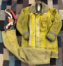Vintage 1960S Faded Early Captain Fire Fighter Buckle Back Pants / Jacket Mens. Fixed Price $275.00.