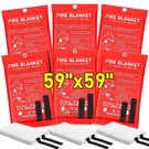 1 6PCS Large Fire Blanket Fiberglass Emergency Home Retardant Prepared 59''X59''. Fixed Price $99.49.