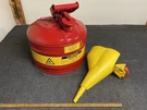 New Justrite Red Safety Gas Can 2.5 Gallon Type 1 With Funnel Usa. Fixed Price $99.00.