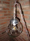 8" Round Glass Globe Swag Light Lamp Color Changing Iq Bulb Clear Shade. Fixed Price $40.00.
