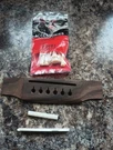 Left H Rosewood Martin Style Bridge + Bone Saddle & Nut D'addario Pins. Fixed Price $34.99.