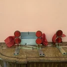 Vintage Set Of Road Reflectors And Flags Metal Box Stimsonite Flare Kit -read. Fixed Price $22.00.
