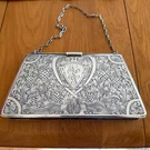 925 Marked Sterling Silver Handheld Ornate Floral Evening Bag Purse 402.6 Grams. Fixed Price $950.00.
