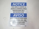 National Marker (ESN375AB) 10" X 14" Notice This Area Under 24 Hour Tv Sign. Fixed Price $18.95.
