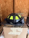 Cairns 1044 Black Firefighting Helmet With Yellow Reflective Panels And Ess Goog. Fixed Price $255.00.