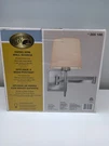 Hampton Bay Swing Arm Wall Sconce Brushed Nickel White Linen Shade Lamp. Fixed Price $38.76.