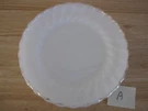 Anchor Hocking Fire-king White Swirl Pattern Salad Plates W/ Gold Trim Set Of 5. Fixed Price $14.98.