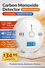Carbon Monoxide Detector Battery Powered Lcd Display & Sound Alarm Shyeeh. Fixed Price $34.99.