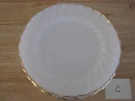 Anchor Hocking Fire-king White Swirl Pattern Salad Plates W/ Gold Trim Set Of 4. Fixed Price $11.98.