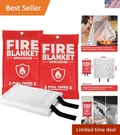 Fire Blanket 2 Pack 40"X40" Certified Fiberglass, Heat Resistant To 1076 F.... Fixed Price $37.14.