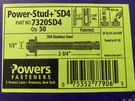 Powers 1/2" X 2-3/4" 7320SD4 POWER-STUD+SD4 Strength Design Wedge Anchor Qty. 50. Fixed Price $75.80.