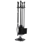 5PCS Fireplace Wrought Iron Large Set Holder W/black Handles. Fixed Price $43.58.